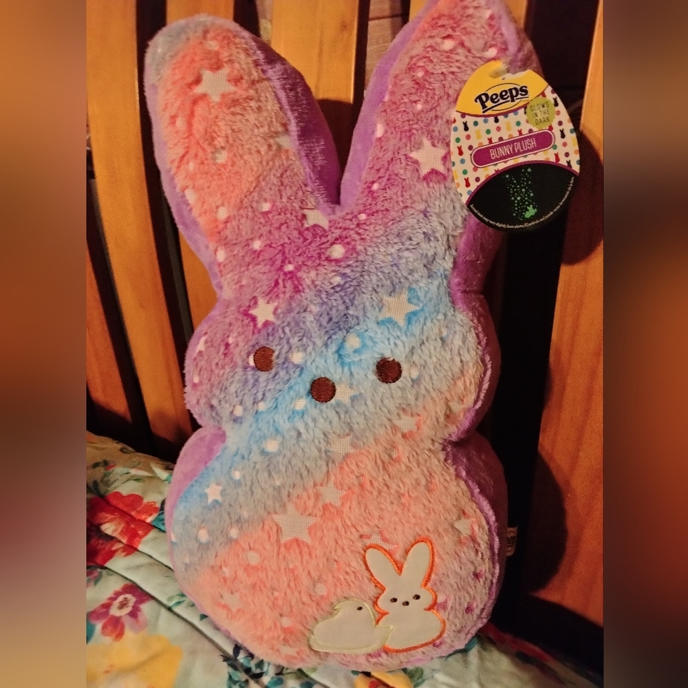 A glow in the dark peep bunny plushie